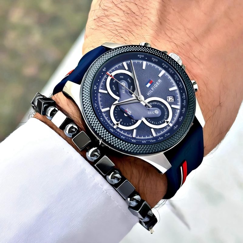 The Tommy Hilfiger Clark watch is a bold, racing-inspired timepiece that blends sporty aesthetics with everyday functionality.